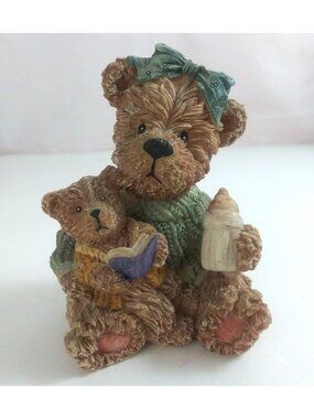 Vintage Mother Bear Reading To Baby Bear 4.5" Figurine